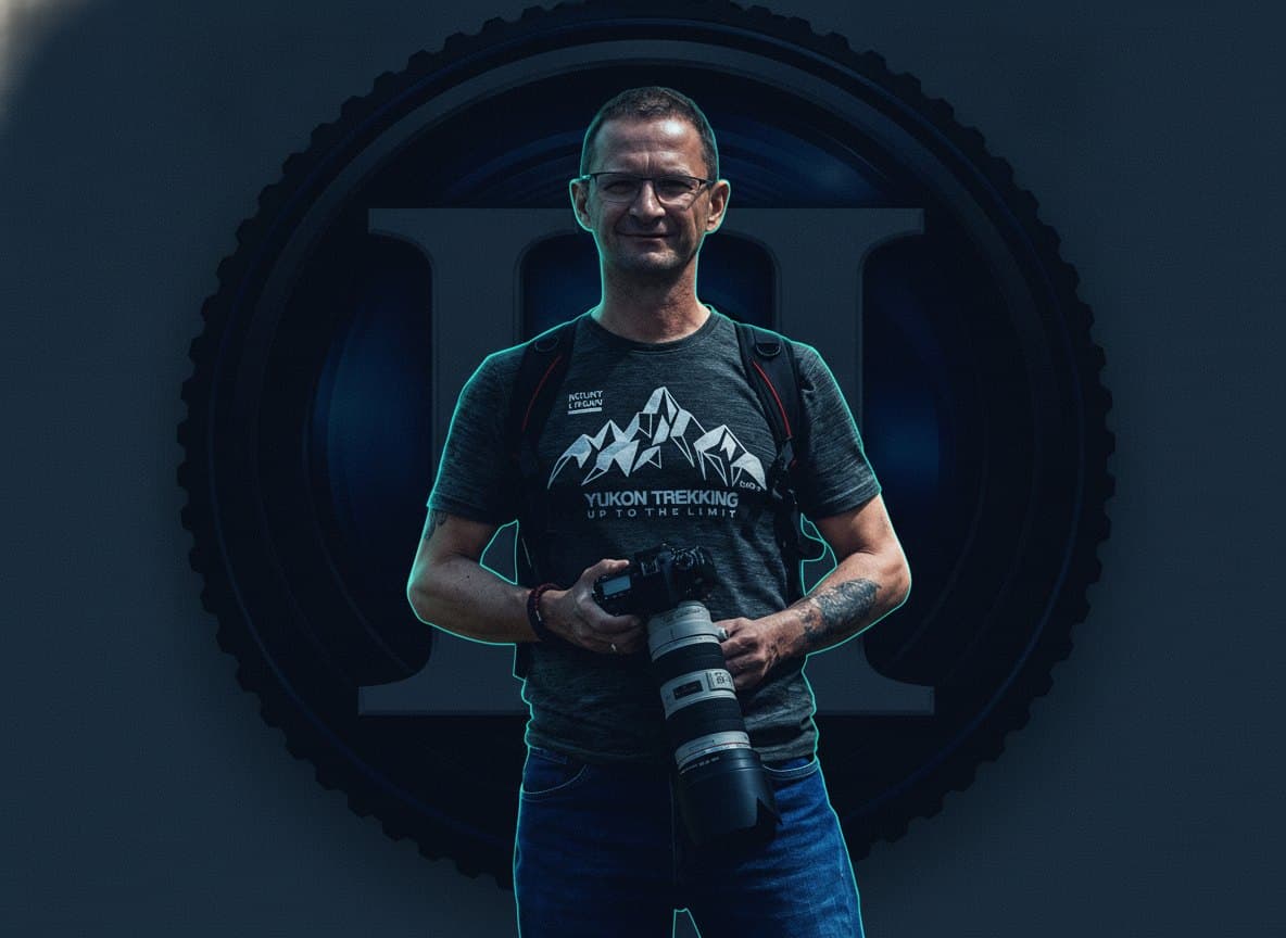 Christian Hoffmann, Fotograf und Inhaber, mit seiner Kamera